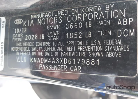 2013 Kia Rio Lx из США, поврежденный, VIN KNADM4A3XD6179881